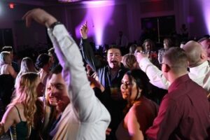 wedding guests on dance floor