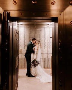 bride and groom kissing